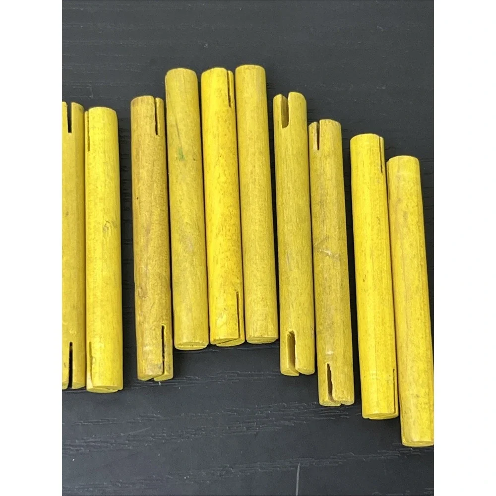 Tinkertoy 22‎ Wooden Rods Yellow + 3 Orange Replacement Parts Lot Vintage